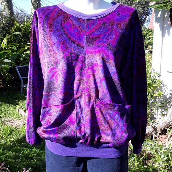 Oscar de la Renta Vintage Purple Pink Sweatshirt - Picture 1 of 8